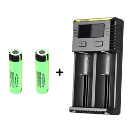 Nitecore NEW I2 Litiumjonladdare + 2 st Panasonic NCR18650B 3400 mAh batterier.